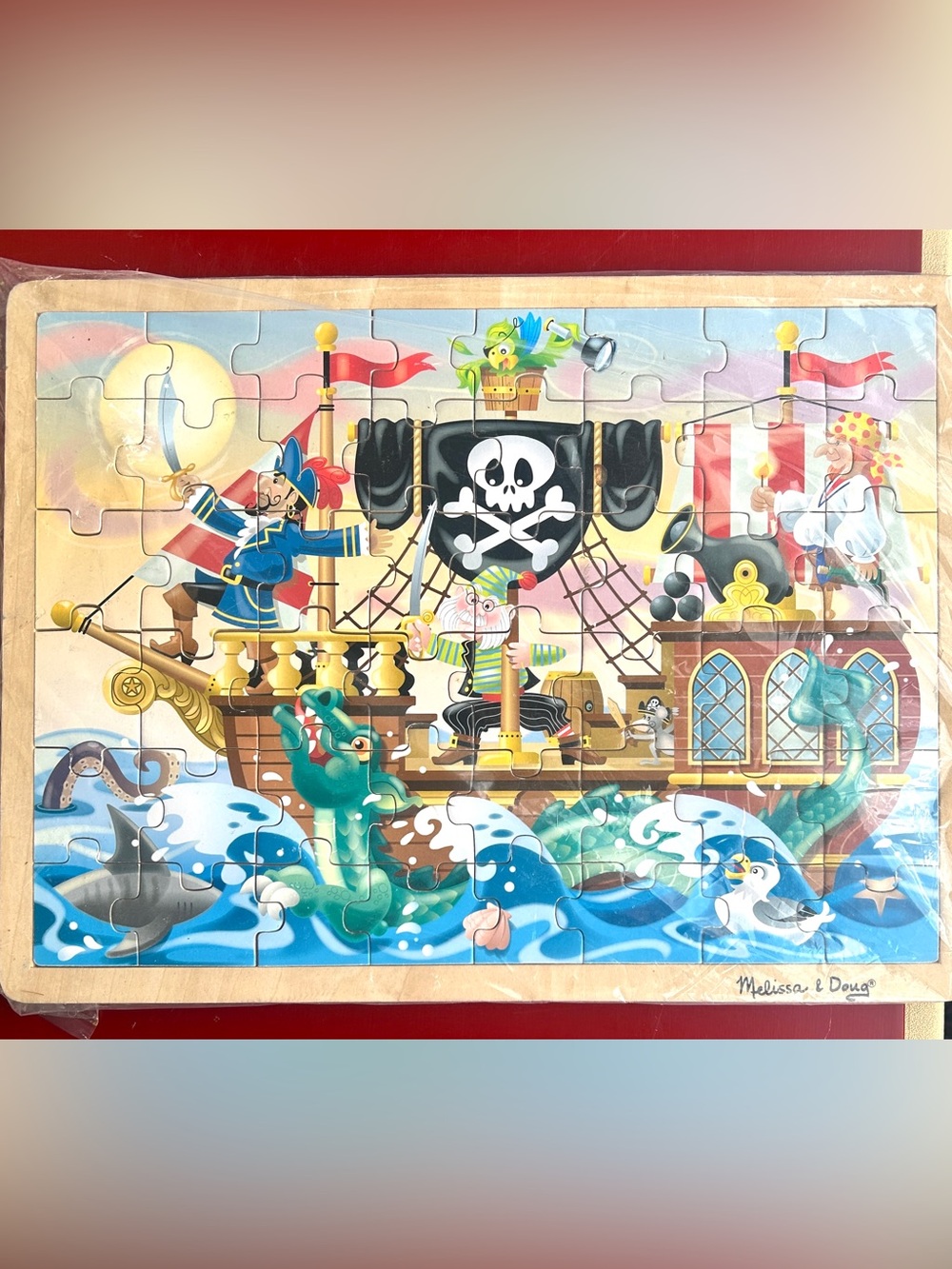 LOT OF 2; Melissa & Doug 4+ Wood Pirate Adventure Puzzle & CANDY LAND Game 3+